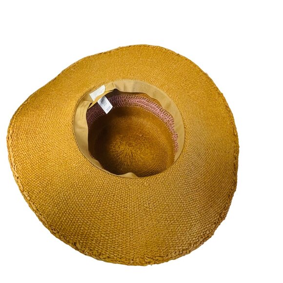 Universal Thread Womens Wide Brim Sun Hat Tan Pink Trim Adjustable Size SM 100 P main image 5